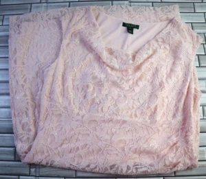 Ralph Lauren Kleid mit drapiertem Ausschnitt Größe 18 W rosa Spitze seitlich gerafft - Bild 1 von 10