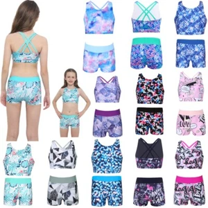 Girls Printed Bikini Set Criss Cross Back Swimwear 2 Piece Swimsuit Bathing Suit - Picture 1 of 150