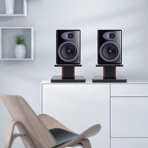 (2) 6” Wood Bookshelf Speaker Stands for Multimedia Speakers-Easy to Install - Picture 1 of 32