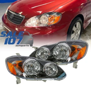 For 2003-2008 Toyota Corolla Clear Lens Headlight Black Headlamps Set Left+Right - Picture 1 of 19