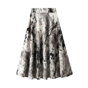 New Women's Printed Chiffon Long Skirt Full Swing High-Waisted Umbrella Skirt - Picture 1 of 14