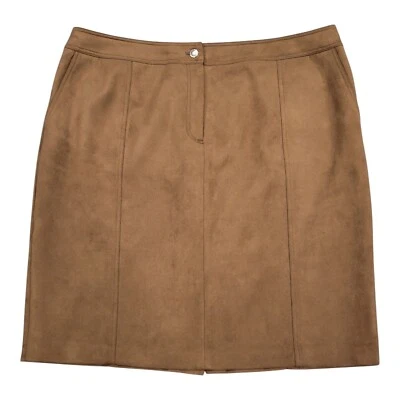 Calvin Klein Womens Faux Suede Pencil Skirt Sz 20W Brown Career Western Cowgirl  - Image 1 of 4