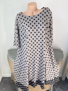 plus 3X Dress Beige Black Polka Dot Knit Robbie Bee Career Casual A-Line Sweater - Picture 1 of 12