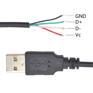 20pcs 1.2M/4FT USB 2.0 A Male 4-Pin Pigtail Bare Wire 5V/1A for Repair DIY - Picture 1 of 4