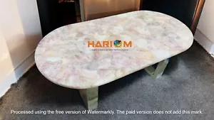 24"x48" Pink Rose Quartz Stone Sofa Dining Table Crystal Healing Gemstone Decors - Picture 1 of 10
