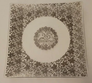 Placa de vidrio curvada cuadrada dorada 25 aniversario de boda 12x12x1 COMO NUEVA - Imagen 1 de 2