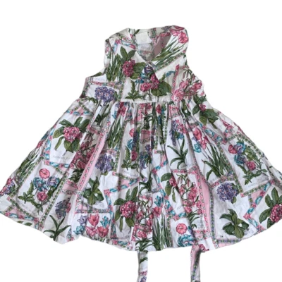 Kellys Kids EUC Retro Flounce Collared Sleeveless Cotton Sundress Floral Garden - Image 1 of 4