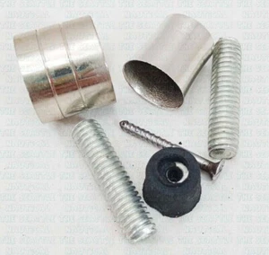 Chrome Finish Pipe Spare Rubber Tip, Stud for Wooden Walking Stick Cane Nautical - Picture 1 of 6