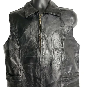 Leather Works Unisex Patchwork Motorcycle Riding Black Vest Biking XXXL 3XL - Bild 1 von 9