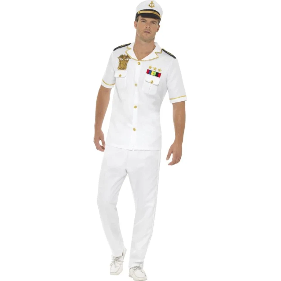 Disfraz de Capitán Oficial Naval Adulto Blanco Para Hombre Vestido Elegante Conjunto M L Foto 1 de 3