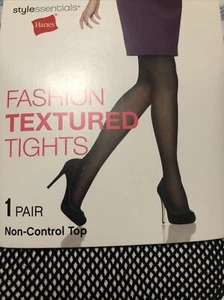 Hanes Fashion Strukturstrumpfhose klassisch schwarz Fischnetz Gr. M/L Non Control Top - Bild 1 von 4