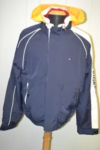 Vintage Tommy Hilfiger Mens Reversible Red White Blue Windbreaker Jacket/w Hood  - Picture 1 of 9