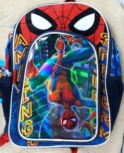 SPIDERMAN Backpack NWT 17"x12" Full Size Colorful Canvas Book Bag Spider-Man NEW - Picture 1 of 6