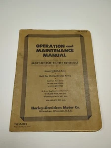 1942 Operation & Maintenance Manual Harley-Davidson 42-WLA Solo TM-10-1175 - Picture 1 of 6