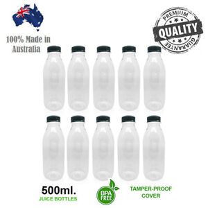 Clear Empty Bottle Transparent  Round  PET With Black  Lids Tamper Evident 500ml