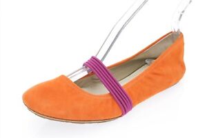 Tsubo Womens Orange Suede Pink Stretch Strap Slip On Ballet Flats Shoes Size 7