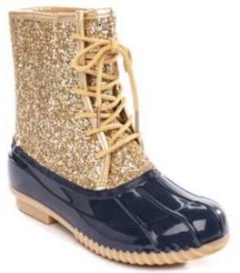 Sugar Damen Glitzer Ente Stiefel Skipper gold marineblau 7M NEU - Bild 1 von 7