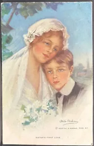 BRAUT & KLEINER BRUDER "SCHWESTER ERSTE LIEBE" SIGNIERTE KUNST PHILIP BOILEAU POSTKARTE - Bild 1 von 2