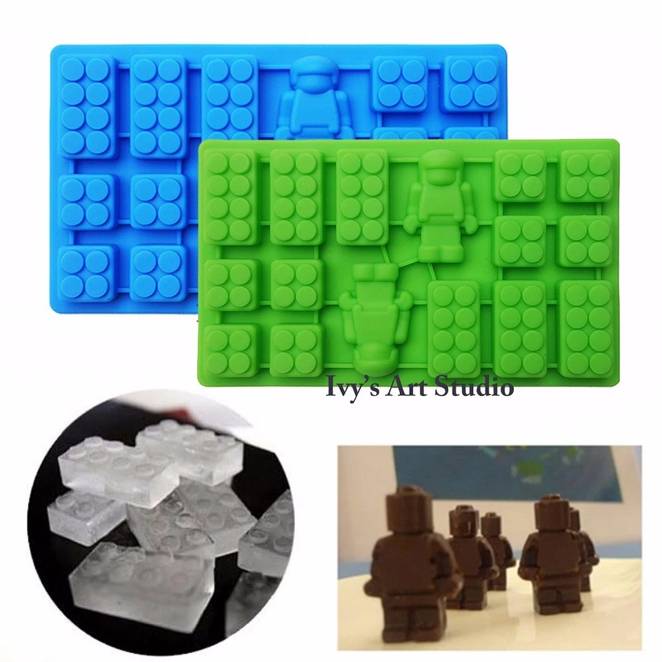 Brick & Mini-figure Man Lego Type Silicone Mould Chocolate Cake Ice Cube Tray - image 1 of 1