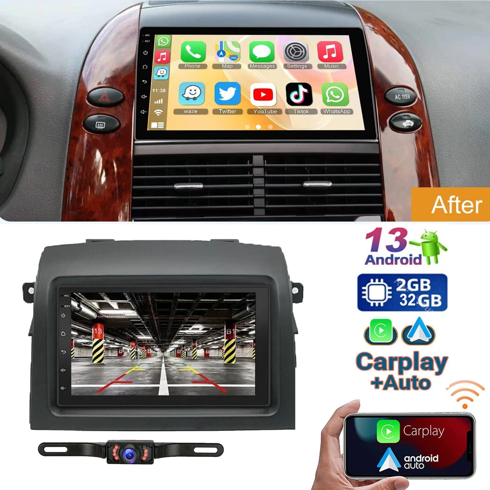For Toyota Sienna 2004-2010 Wifi CarPlay Car Radio GPS 2005 2006 2007 2008 2009 - Imagem 1 de 4