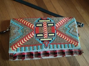 'America and Beyond' 12x7 Embellished Convertible Clutch Purse w/Strap - Navajo - Picture 1 of 11