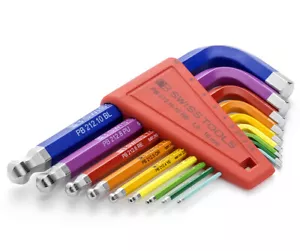 PB SWISS TOOLS 212.H-10 RB chiave a penna esagonale RAINBOW, corta, testa a sfera NUOVA - Foto 1 di 1