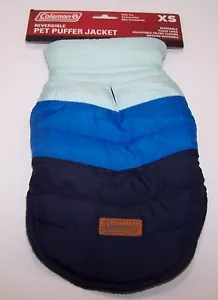 Coleman Chevron Puffer Dog Jacket - Reversible Size XS - NAVY/ROYAL/MINT - Picture 1 of 6