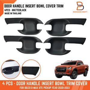 4PC MATTEBLACK DOOR HANDLE INSERT BOWL COVER TRIM FIT Isuzu D-Max DMAX Ute 20-23 - Picture 1 of 8