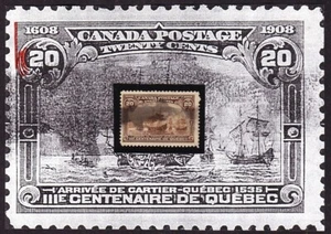 Canada, Another Major Re-entry, Scott 103, 20 cent Quebec Tercentenary Issue - Picture 1 of 4