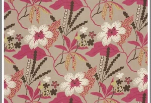 FLORAL 100% LINEN CURTAIN FABRIC 3.40m Romo AVERY CERISE - Picture 1 of 18