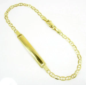 3.50 Grams 3.2mm 7" Mens 10k Yellow Gold Diamond Cut Mariner Anchor ID Bracelet - Picture 1 of 3