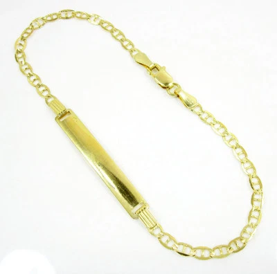 3.50 Grams 3.2mm 7" Mens 10k Yellow Gold Diamond Cut Mariner Anchor ID Bracelet - Image 1 of 3