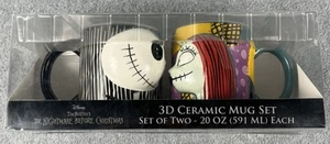 Juego de tazas de cerámica esculpidas en 3D Tim Burton Pesadilla antes de Navidad Disney SELLADAS - Imagen 1 de 7