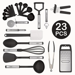 Cooking Utensils Set 23 Piece Stainless Steel Heat Resistant Nylon Kitchen Tool - Imagen 1 de 8