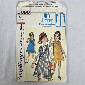 5680 Vintage Simplicity Sewing Pattern Girls Jiffy Jumper Dress 1960s 60s - Picture 1 of 6
