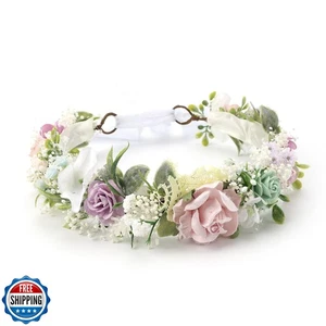 PoshMyra Toddler Flower Crown for Girls 1st Birthday Party Headpieces Pink Pu - Picture 1 of 5