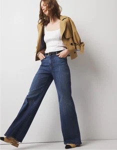 White House Black Market Extra High Rise Wide Leg Everyday Soft Blue Jean Sz 10 - Picture 1 of 22