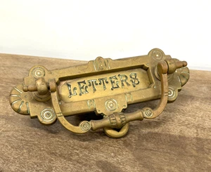 Solid Brass Door Knocker with Mail Slot "Letters" Antique Vintage Ornate - LARGE - Picture 1 of 9