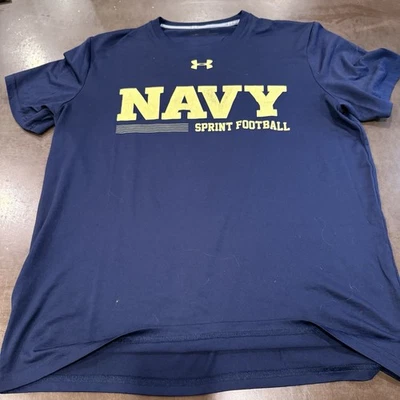Camiseta de fútbol Under Armour Sprint azul marino para hombre talla SM azul dorado USNA atletismo Foto 1 de 4