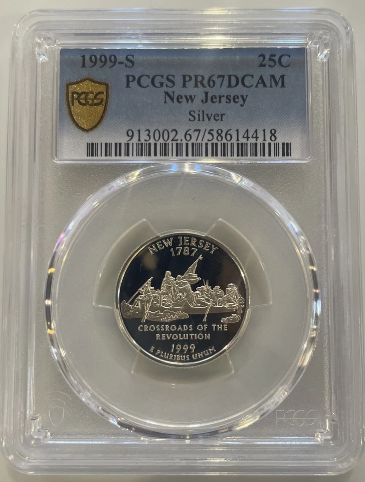 PCGS 1999-S 25C New Jersey Silver Quarter (PR67DCAM) - Image 1 of 4
