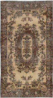 Alfombra de lana oriental anudada a mano vintage marrón oscuro tradicional de 3'8" x 7'0" Foto 1 de 2