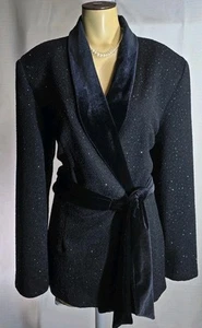 Chaqueta Jessica Howard Mujer’s 18W Negra Noche Envolvente Terciopelo Detalle Brillante - Imagen 1 de 14