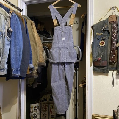 Mono vintage años 60 Sears rayas de nogal americano hecho en unión pintor ropa de trabajo Foto 1 de 4