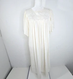 Camisón largo de algodón Vandemere de colección OS blanco roto encaje babero con volantes Cottagecore - Imagen 1 de 9