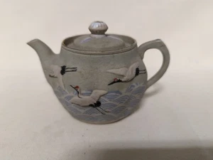 Vintage Japanese Banko Ware Mini Teapot w/ Cranes - Picture 1 of 4
