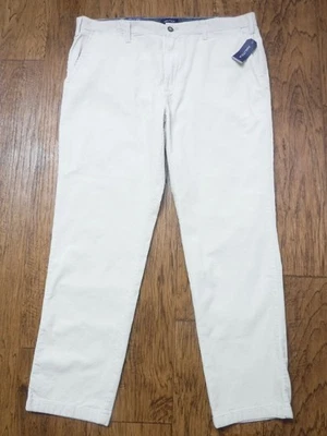 Pantalón de pana Nautica color marfil calce clásico frente plano para hombre 40WX32L ~NUEVO CON ETIQUETAS~ Foto 1 de 4