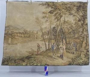 Vintage Dorfszene Wandbehang Wandteppich 138 x 106 cm - Bild 1 von 14