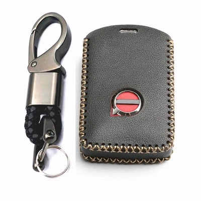 Funda de cuero negra para llavero 4 botones para Volvo XC90 S60 S90 V90 XC40 XC60 Foto 1 de 4