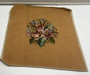 Vintage Floral Wolle Nadelspitze Canvas Stuhl Abdeckung Panel komplett 22x22 Zoll - Bild 1 von 17