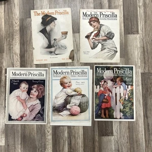 Lot Of 5 Antique Modern Priscilla Magazine Covers 1915, 1919, 1920, 1922 - Bild 1 von 7